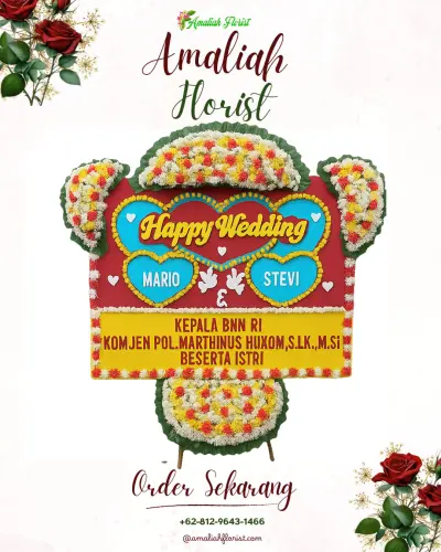 Karangan Papan Bunga Pernikahan di Orchardz Hotel Ayani Pontianak
